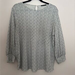 Adrianna Papell Black and White Patterned Blouse